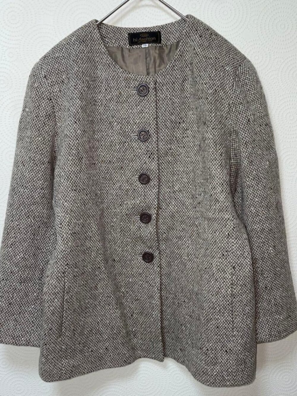 Yagea No-Collar Jacket Gray Elegant